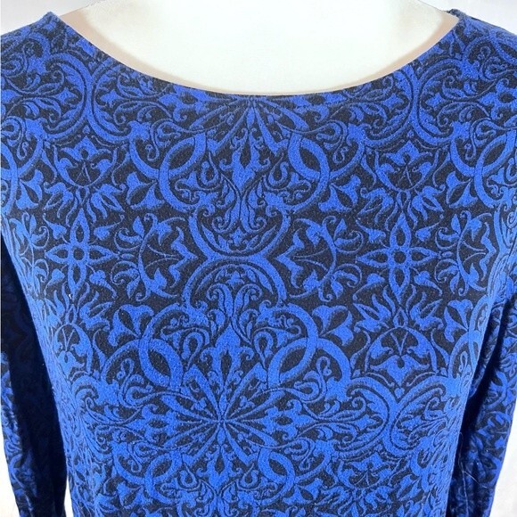 Croft & Barrow royal blue and black asymmetrical tunic top size petite large - Picture 2 of 5